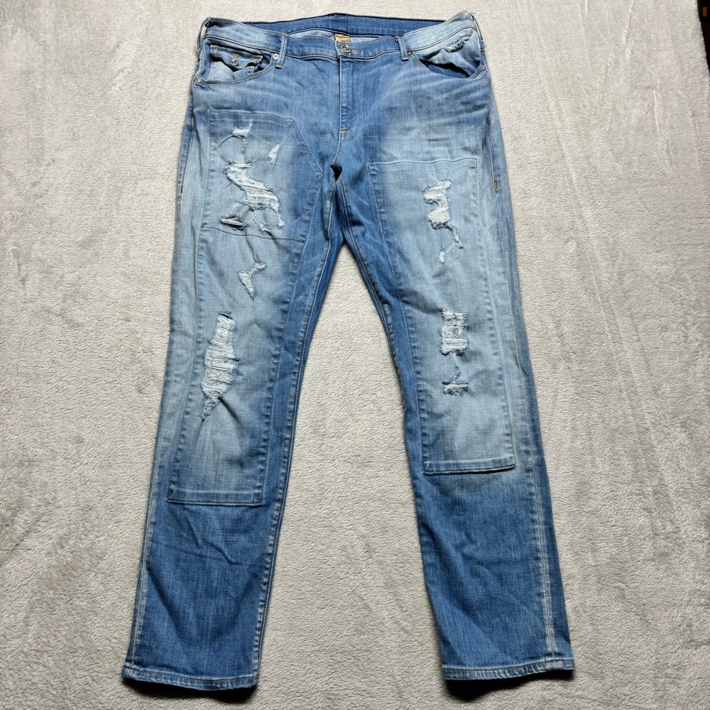 True Religion Audrey Slim Boyfriend Jeans Blue Distressed 34 x 30‎ W0CB270GK3